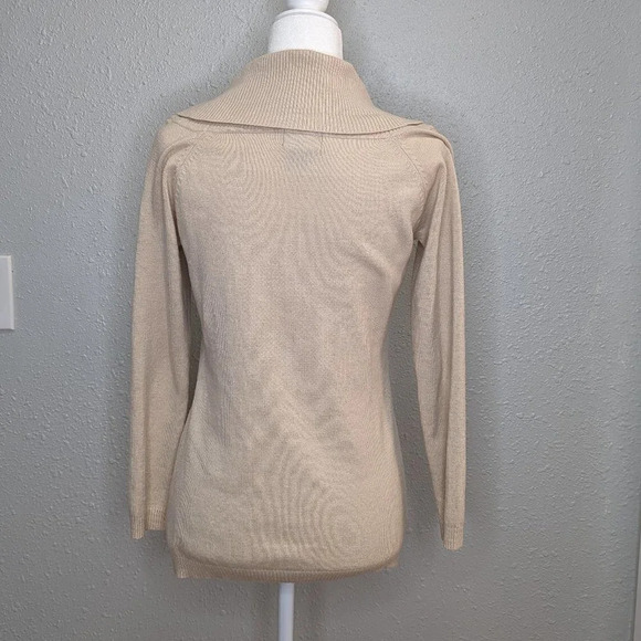 Cable Knit Sweater Cowell Neck Acrylic/ Wool Blend Cream Size Small - Picture 2 of 8